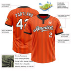 Custom Orange Black Pinstripe White Two-Button Unisex Softball Jersey photo 3