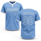 Custom Light Blue White Pinstripe White Two-Button Unisex Softball Jersey