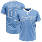 Custom Light Blue White Pinstripe White Two-Button Unisex Softball Jersey photo 1