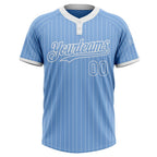 Custom Light Blue White Pinstripe White Two-Button Unisex Softball Jersey photo 2