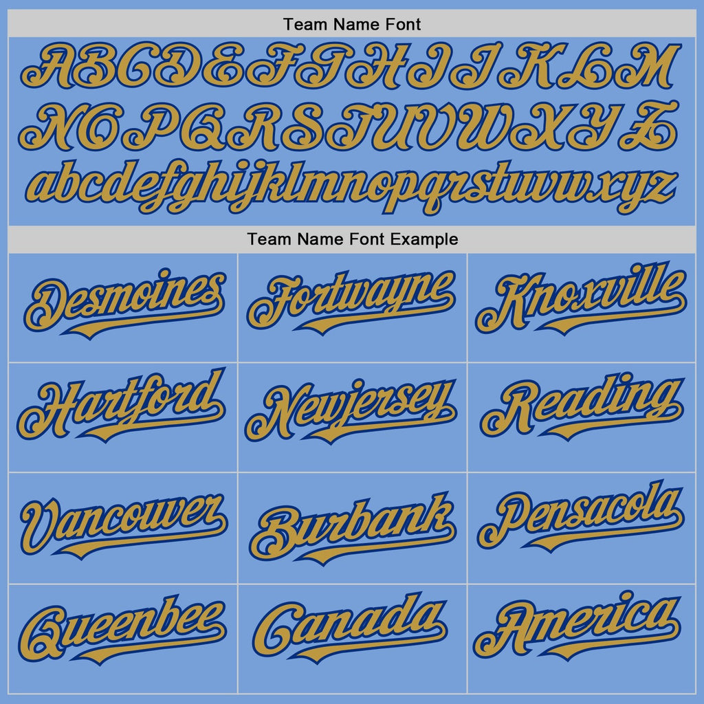 Custom Light Blue Royal Pinstripe Old Gold Two-Button Unisex Softball Jersey photo 4