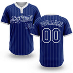 Custom Royal White Pinstripe White Two-Button Unisex Softball Jersey