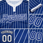 Custom Royal White Pinstripe White Two-Button Unisex Softball Jersey detail