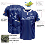 Custom Royal White Pinstripe White Two-Button Unisex Softball Jersey photo 3