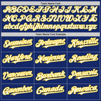 Custom Royal Yellow Pinstripe White Two-Button Unisex Softball Jersey photo 4