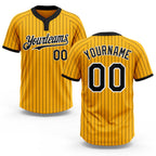 Custom Gold Black Pinstripe White Two-Button Unisex Softball Jersey