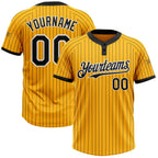 Custom Gold Black Pinstripe White Two-Button Unisex Softball Jersey photo 1