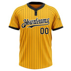 Custom Gold Black Pinstripe White Two-Button Unisex Softball Jersey photo 2
