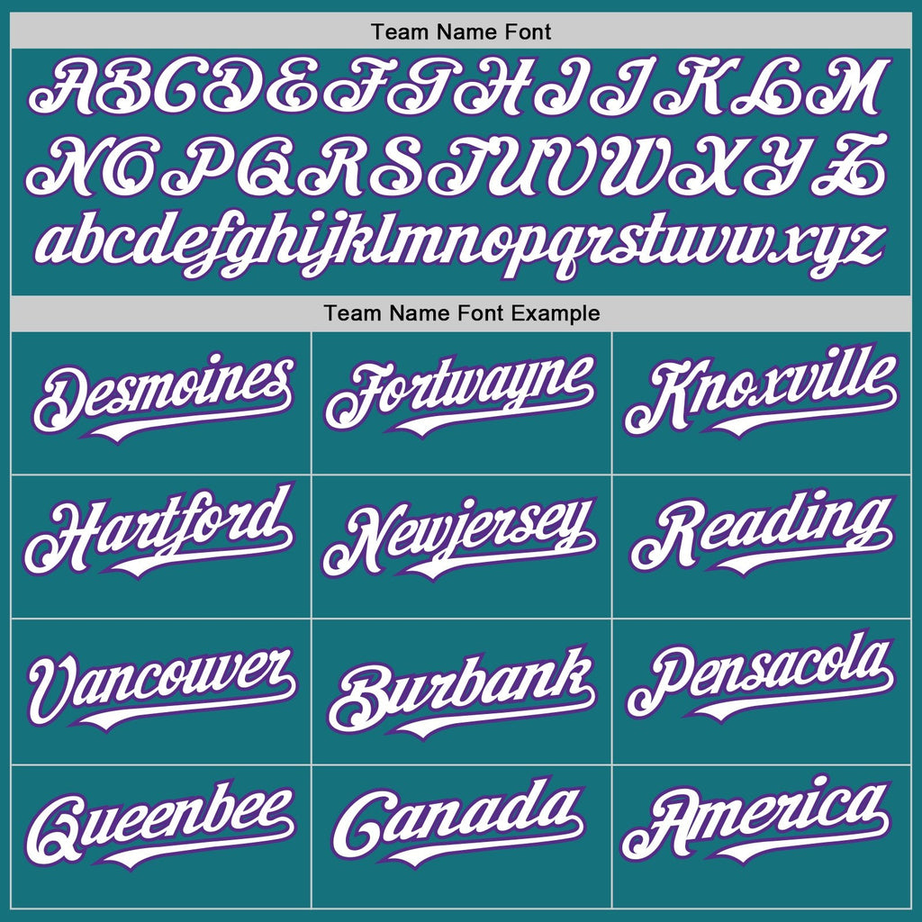 Custom Teal Purple Pinstripe White Two-Button Unisex Softball Jersey photo 4