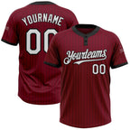 Custom Crimson Black Pinstripe White Two-Button Unisex Softball Jersey photo 1