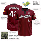 Custom Crimson Black Pinstripe White Two-Button Unisex Softball Jersey photo 3