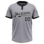 Custom Gray Black Pinstripe White Two-Button Unisex Softball Jersey photo 2