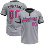 Custom Gray Black Pinstripe Pink-Light Blue Two-Button Unisex Softball Jersey photo 1