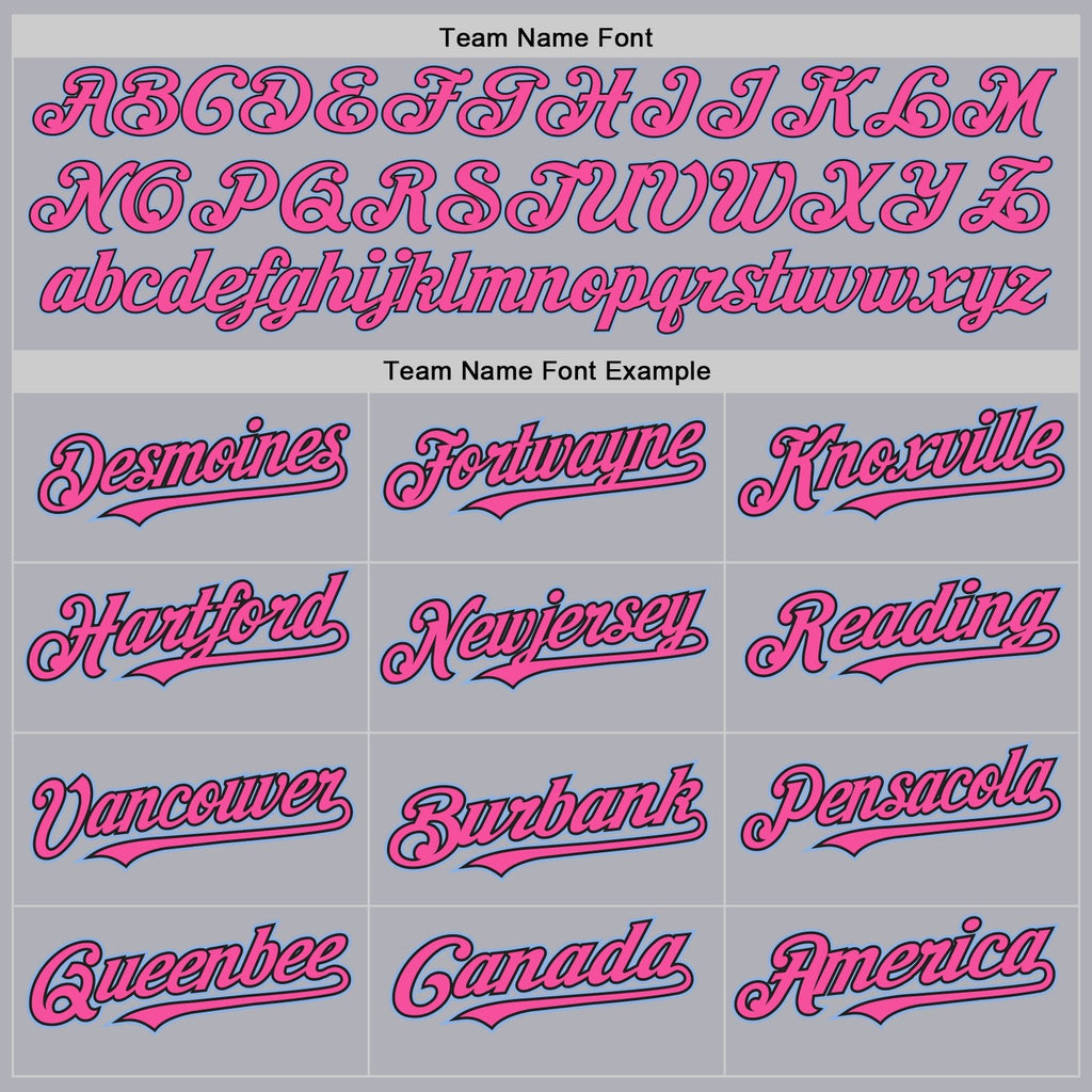 Custom Gray Black Pinstripe Pink-Light Blue Two-Button Unisex Softball Jersey photo 3