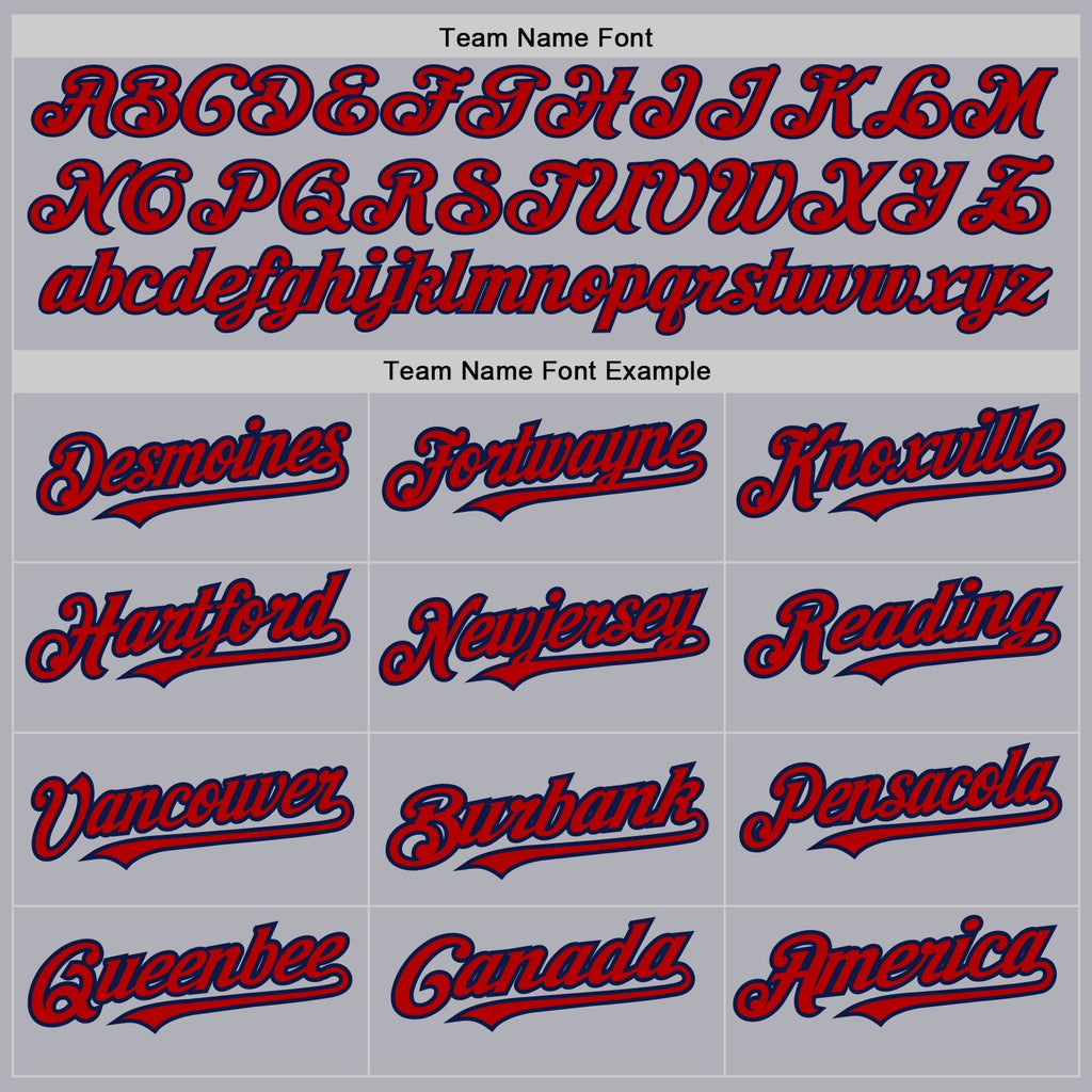 Custom Gray Navy Pinstripe Red Two-Button Unisex Softball Jersey photo 3