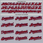 Custom Gray Navy Pinstripe Red Two-Button Unisex Softball Jersey photo 3