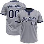 Custom Gray Navy Pinstripe White Two-Button Unisex Softball Jersey photo 1