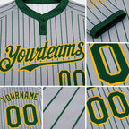 Custom Gray Green Pinstripe Gold Two-Button Unisex Softball Jersey detail