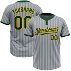 Custom Gray Green Pinstripe Gold Two-Button Unisex Softball Jersey photo 1