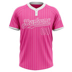 Custom Pink White Pinstripe White Two-Button Unisex Softball Jersey photo 2