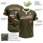 Custom Olive Cream Pinstripe Vintage USA Flag Salute To Service Two-Button Unisex Softball Jersey photo 3