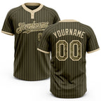 Custom Olive Cream Pinstripe Camo Salute To Service Two-Button Unisex Softball Jersey