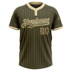 Custom Olive Cream Pinstripe Camo Salute To Service Two-Button Unisex Softball Jersey photo 2