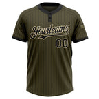 Custom Olive Black Pinstripe Cream Salute To Service Two-Button Unisex Softball Jersey photo 2