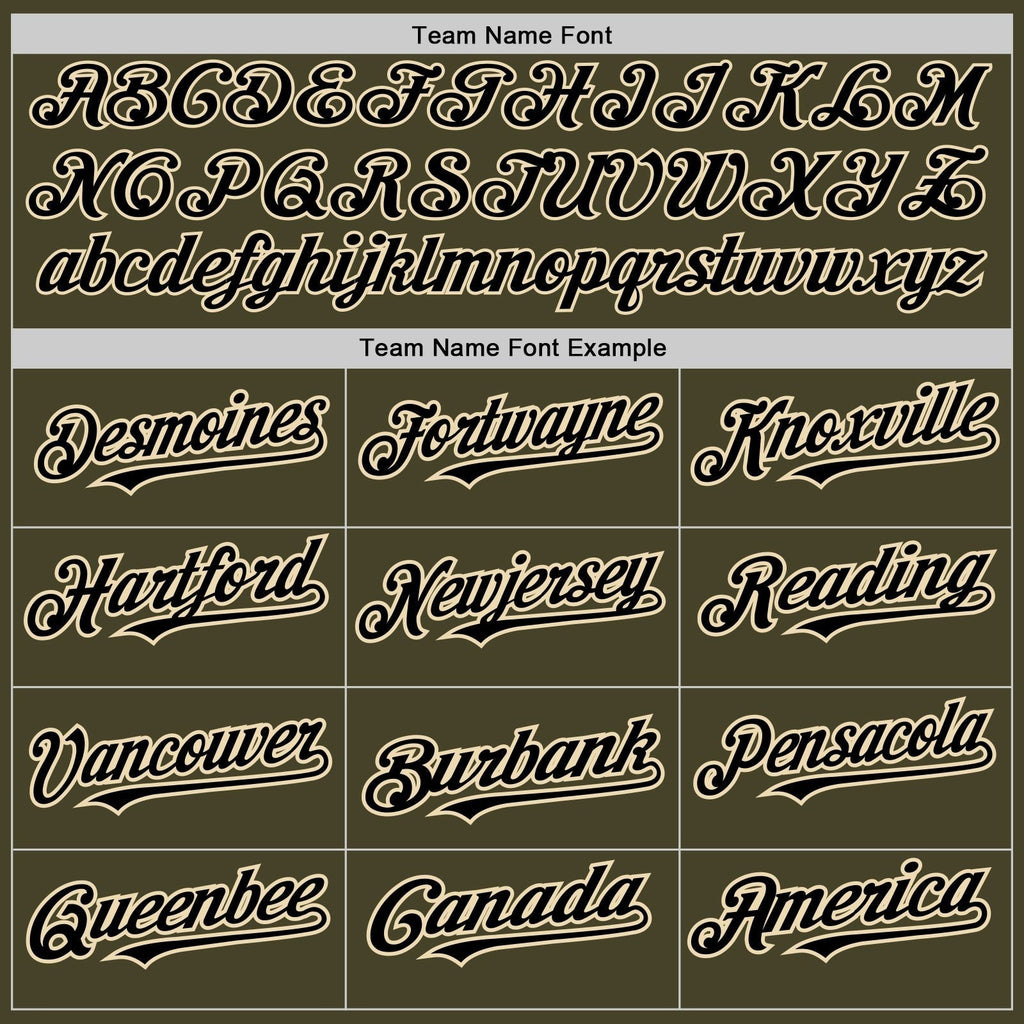 Custom Olive Black Pinstripe Cream Salute To Service Two-Button Unisex Softball Jersey photo 3