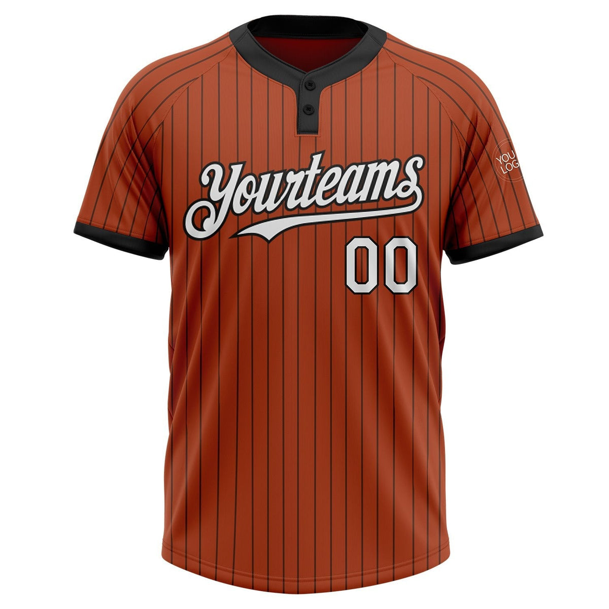 Custom Texas Orange Black Pinstripe White Two-Button Unisex Softball Jersey photo 2