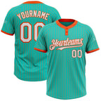 Custom Aqua Orange Pinstripe White Two-Button Unisex Softball Jersey photo 1