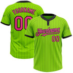 Custom Neon Green Black Pinstripe Pink Two-Button Unisex Softball Jersey photo 1