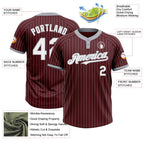 Custom Burgundy Gray Pinstripe White Two-Button Unisex Softball Jersey photo 3