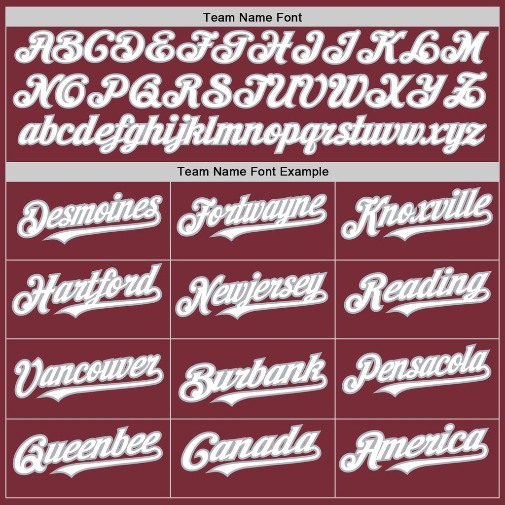 Custom Burgundy Gray Pinstripe White Two-Button Unisex Softball Jersey photo 4