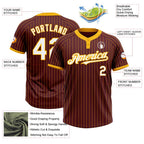 Custom Burgundy Gold Pinstripe White Two-Button Unisex Softball Jersey photo 3
