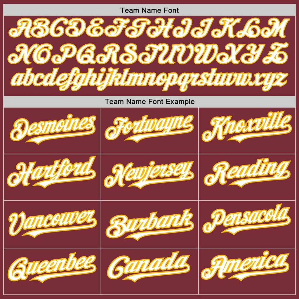 Custom Burgundy Gold Pinstripe White Two-Button Unisex Softball Jersey photo 4