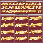 Custom Burgundy Gold Pinstripe White Two-Button Unisex Softball Jersey photo 4