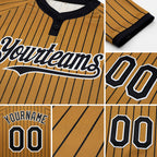 Custom Old Gold Black Pinstripe White Two-Button Unisex Softball Jersey detail
