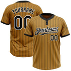Custom Old Gold Black Pinstripe White Two-Button Unisex Softball Jersey photo 1