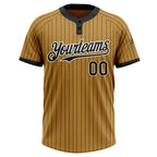 Custom Old Gold Black Pinstripe White Two-Button Unisex Softball Jersey photo 2