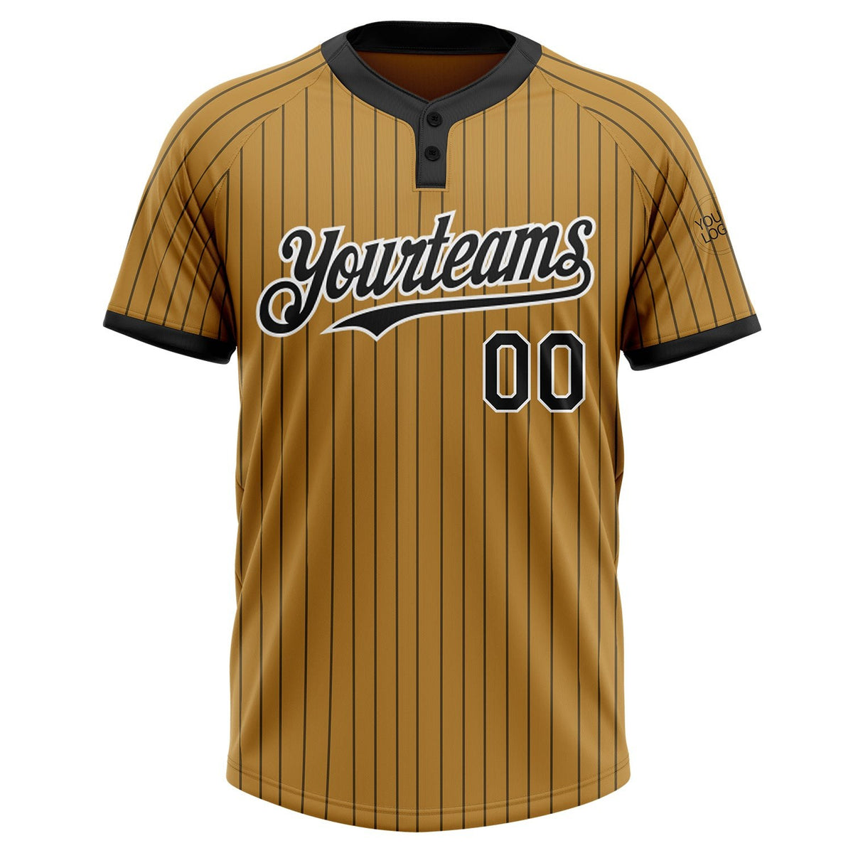 Custom Old Gold Black Pinstripe White Two-Button Unisex Softball Jersey photo 2