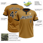 Custom Old Gold Black Pinstripe White Two-Button Unisex Softball Jersey photo 3