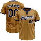 Custom Old Gold Navy Pinstripe White Two-Button Unisex Softball Jersey photo 1