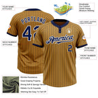 Custom Old Gold Navy Pinstripe White Two-Button Unisex Softball Jersey photo 3