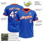 Custom Thunder Blue Orange Pinstripe White Two-Button Unisex Softball Jersey photo 3
