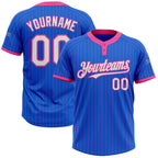 Custom Thunder Blue Pink Pinstripe White Two-Button Unisex Softball Jersey photo 1