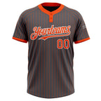 Custom Steel Gray Orange Pinstripe White Two-Button Unisex Softball Jersey photo 2