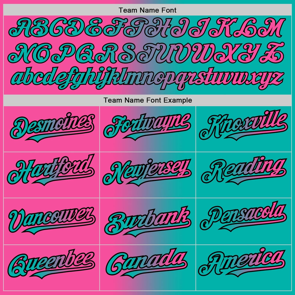 Custom Aqua Pink-Black Gradient Fashion Two-Button Unisex Softball Jersey photo 3