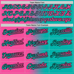 Custom Aqua Pink-Black Gradient Fashion Two-Button Unisex Softball Jersey photo 3