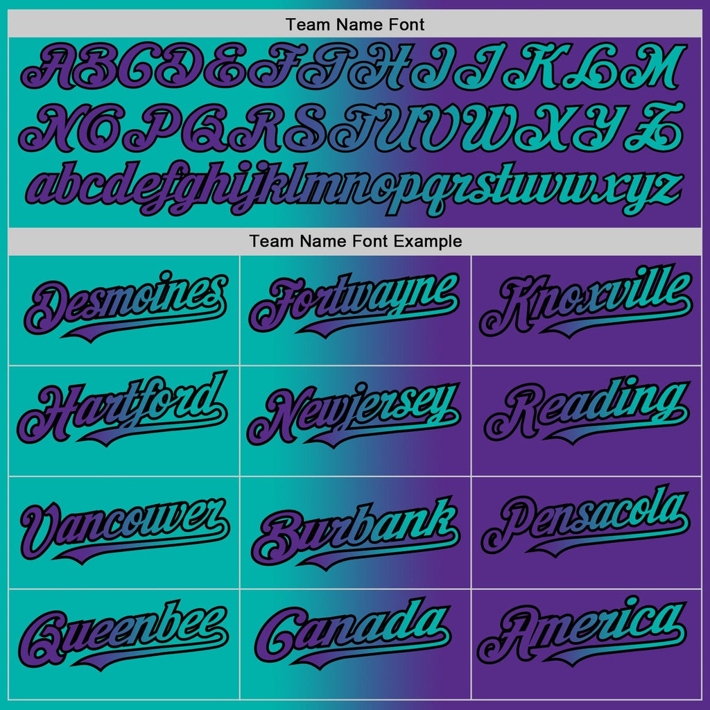 Custom Purple Aqua-Black Gradient Fashion Two-Button Unisex Softball Jersey photo 4